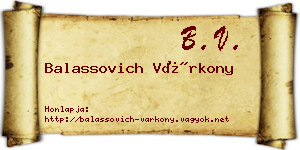 Balassovich Várkony névjegykártya